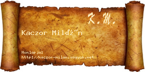Kaczor Milán névjegykártya